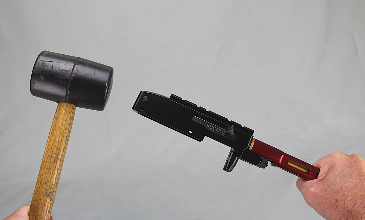 Don’t force the barrel onto the receiver – rather, use a soft mallet to tap the receiver onto the Spitfire barrel.